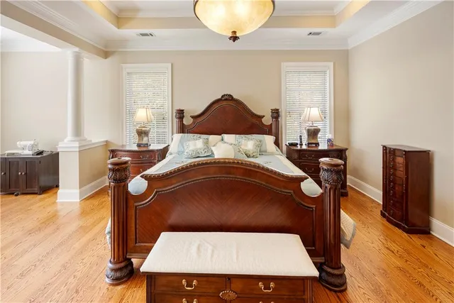 an aerial view of a house with garden space and sitting space