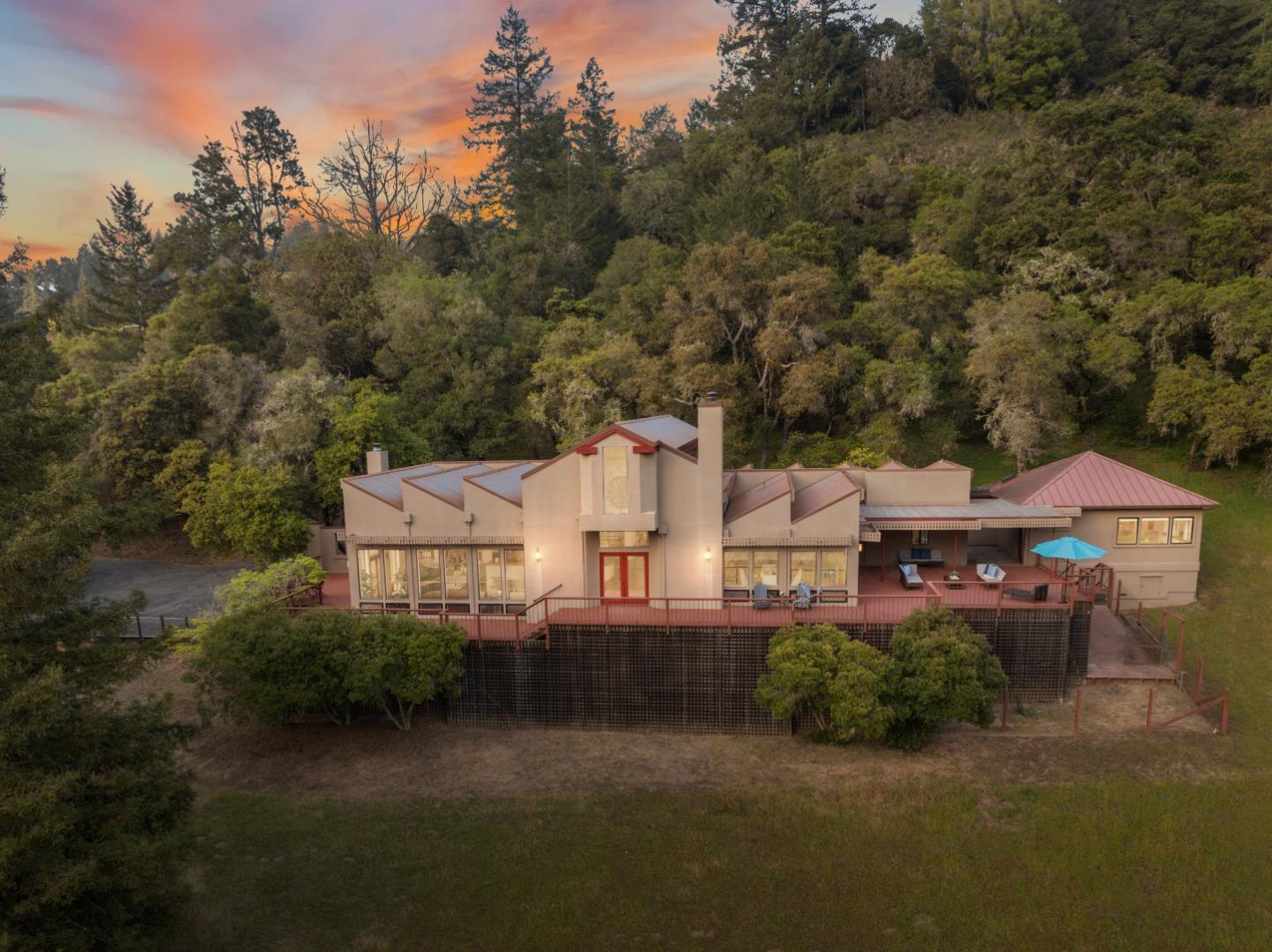 620 Twin Lane Soquel, CA 95073 - Photo 55 of 67 an aerial view of a house with a yard basket ball court and outdoor seating