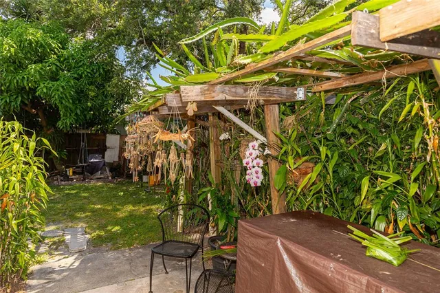 a view of a backyard