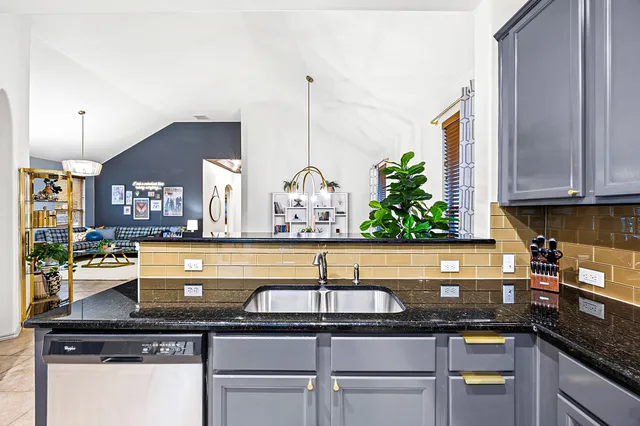 a view of a kitchen counter top space