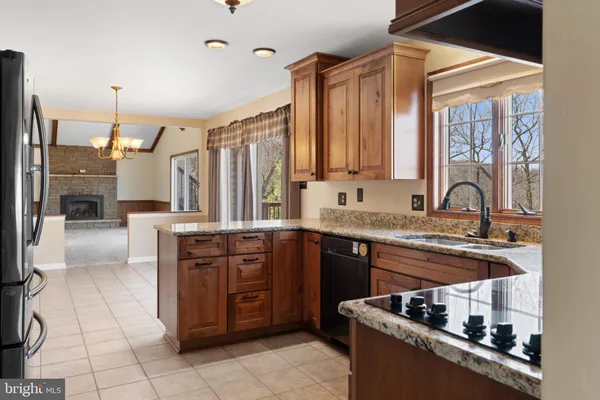 a living room with a fireplace
