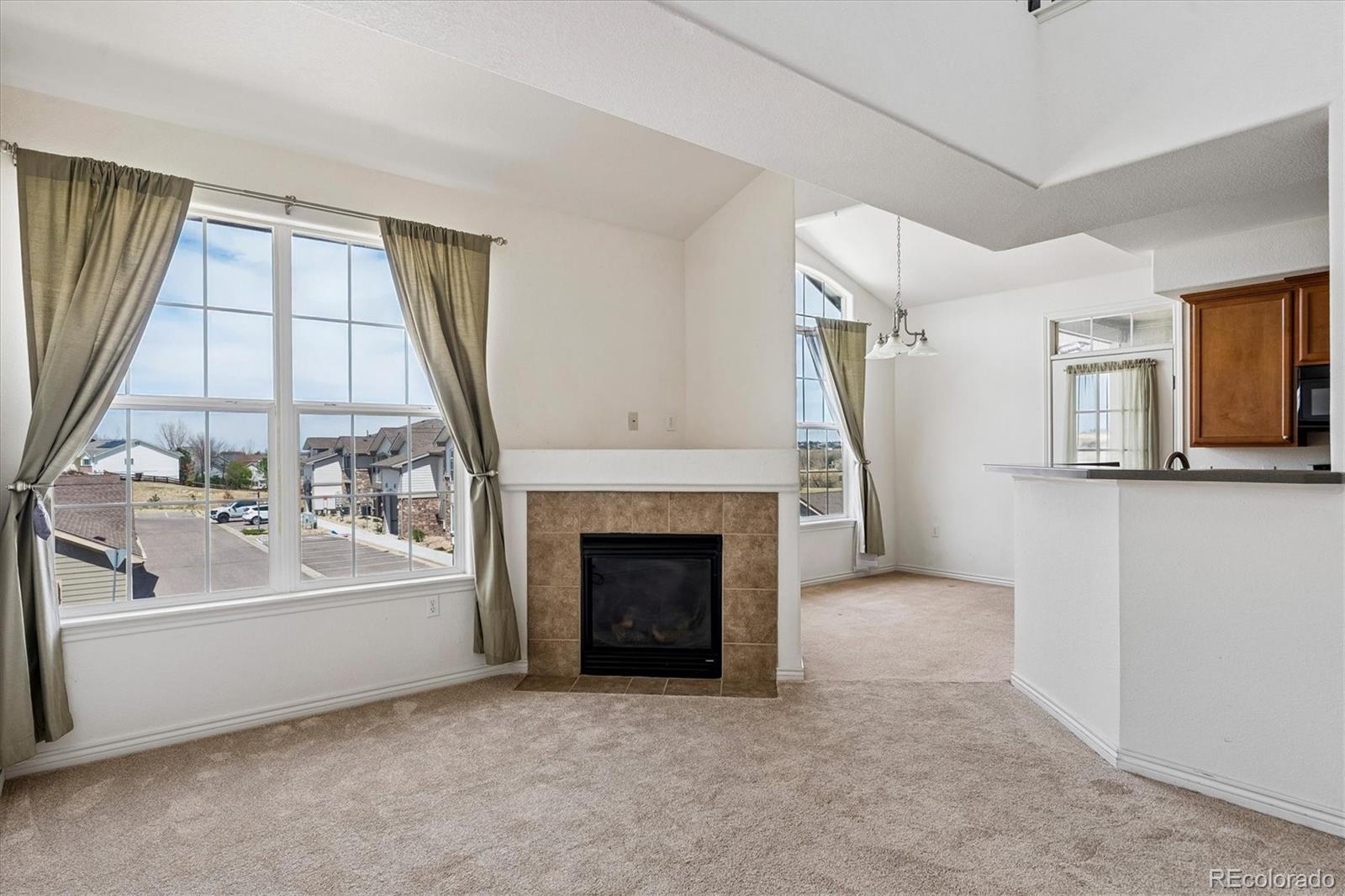 18657 Stroh Road, Unit 4207 Parker, CO 80134 - Photo 6 of 39 a living room with a fireplace and a large window