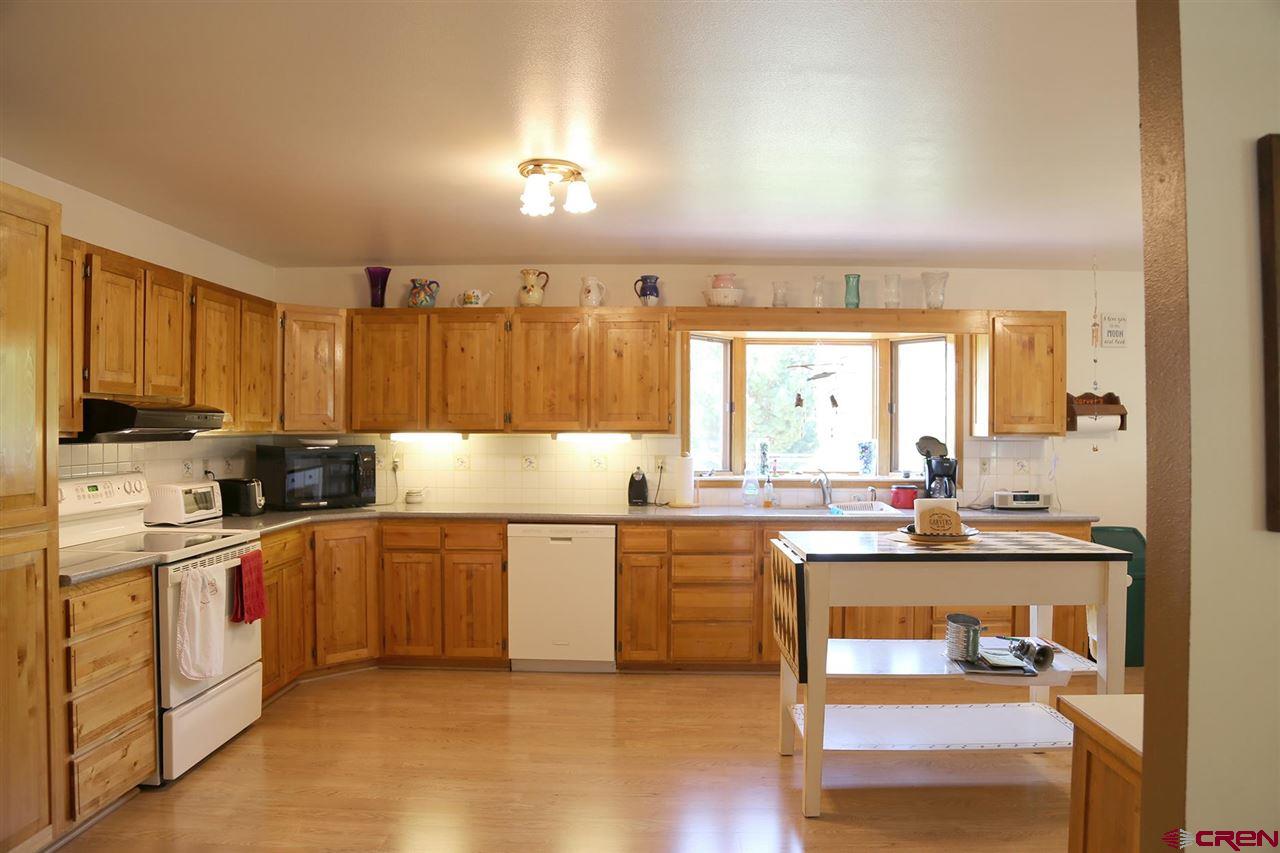 3946 1550 Road Delta, CO 81416 - Photo 11 of 35 a large kitchen with cabinets a sink a window and stainless steel appliances