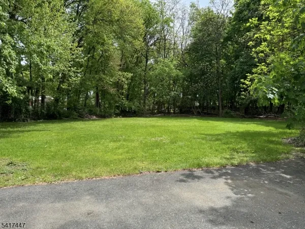 a view of a grassy field with trees in the background