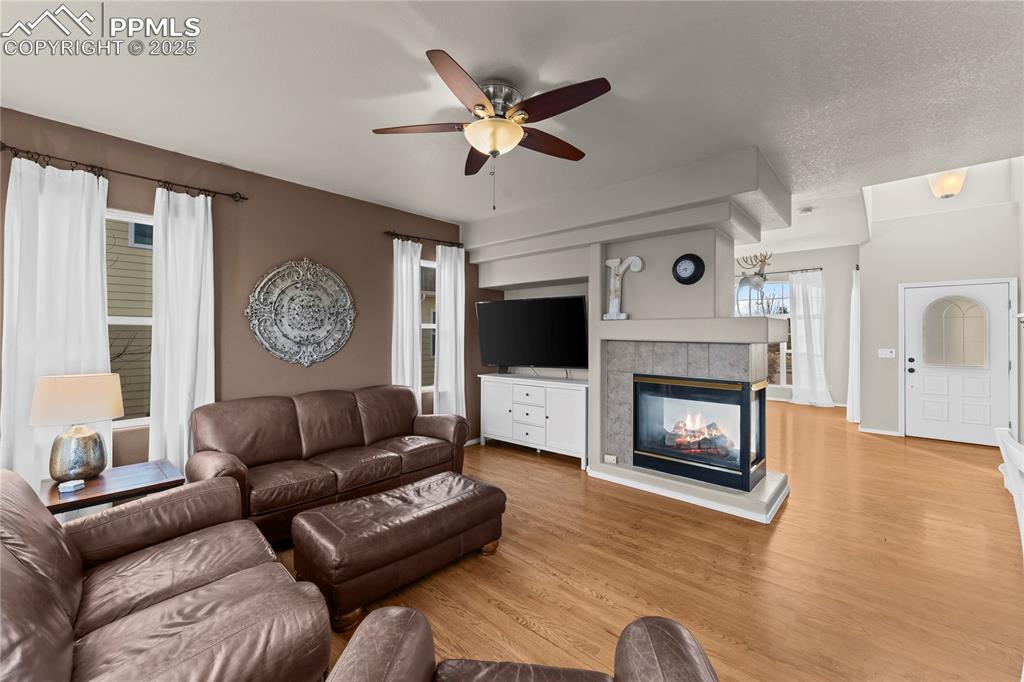 10173 Angeles Road Peyton, CO 80831 - Photo 12 of 50 a living room with furniture a fireplace and a flat screen tv
