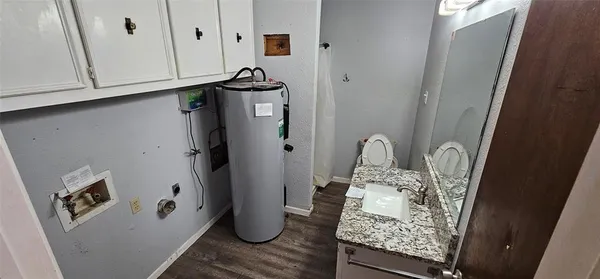 a view of dining room with wooden floor