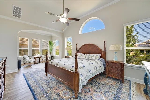 a living room with a bed furniture and a window