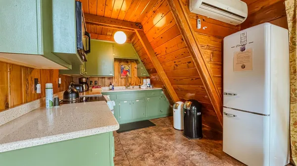 a view of balcony with wooden floor