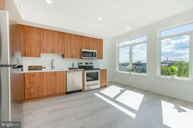 a view of a room with a window