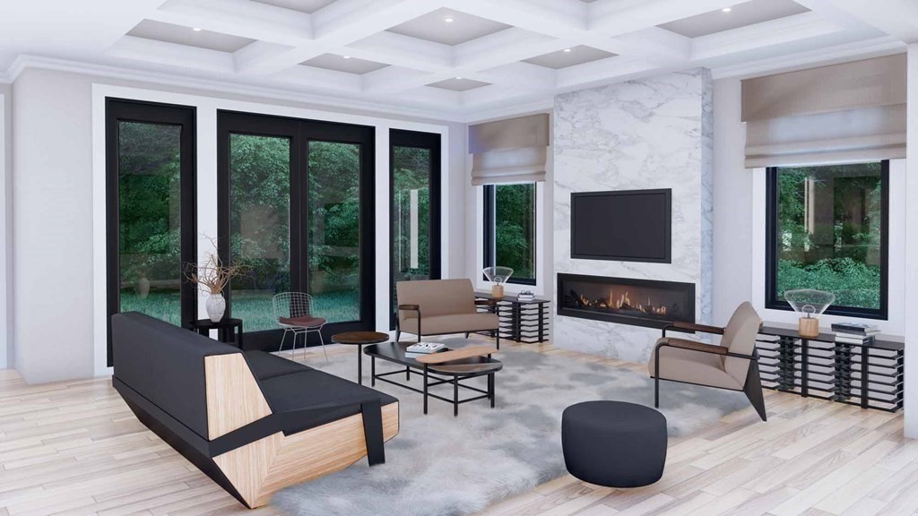 240 Old Farm Road Newton, MA 02459 - Photo 13 of 24 a living room with furniture a large window and a flat screen tv