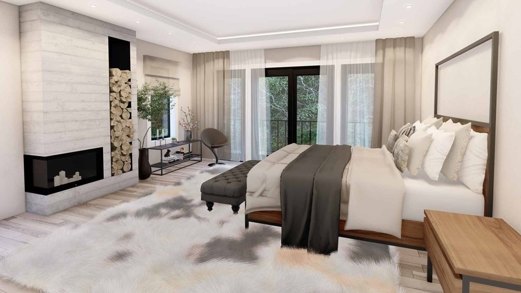 240 Old Farm Road Newton, MA 02459 - Photo 17 of 24 a bedroom with a bed a fireplace and a large window