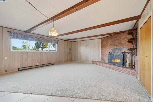 an empty room with a workbench