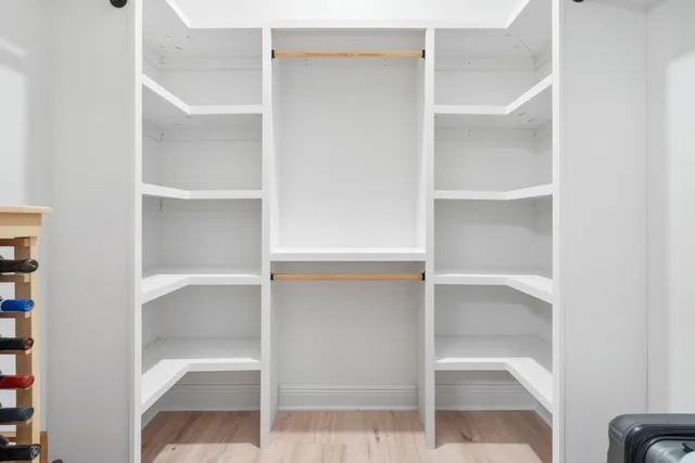 a view of an empty walk in closet