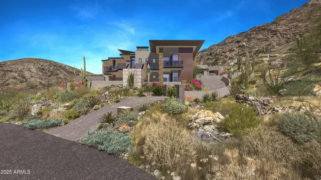 a view of a house with a yard and pathway