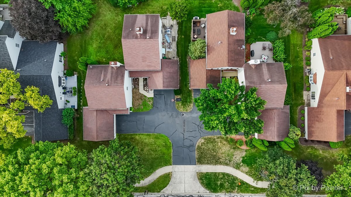 1025 Oswego Road Naperville, IL 60540 - Photo 34 of 42 an aerial view of a house with a garden and plants