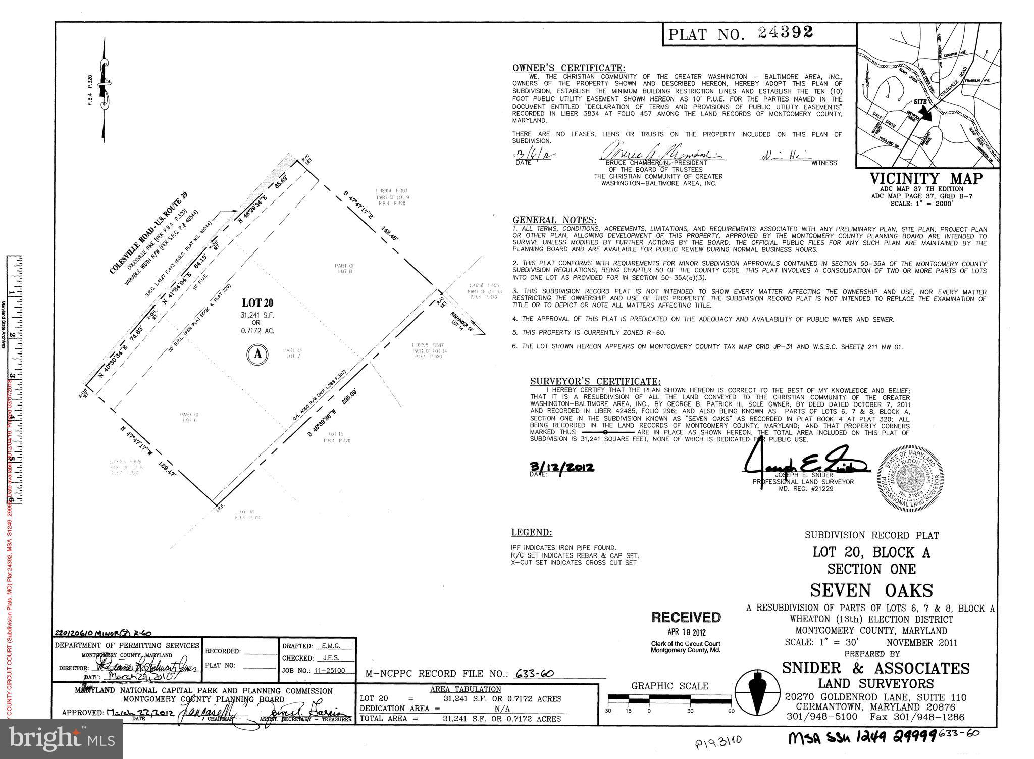 9221 Colesville Road Silver Spring, MD 20910 - Photo 12 of 13 Transitional plat (from 3 to 1 lot)