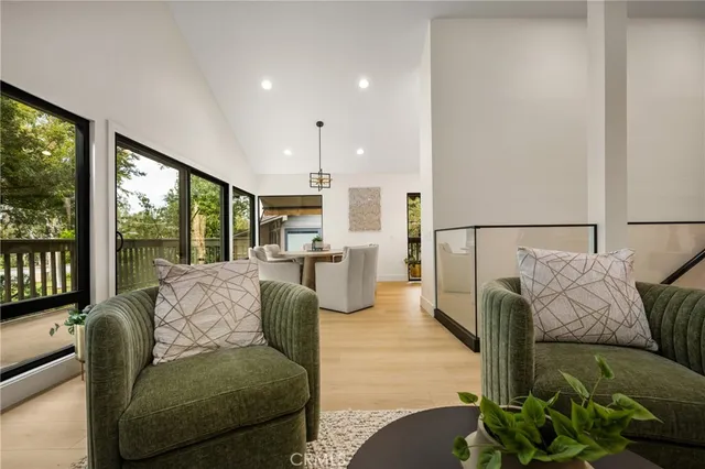 a living room with a fireplace
