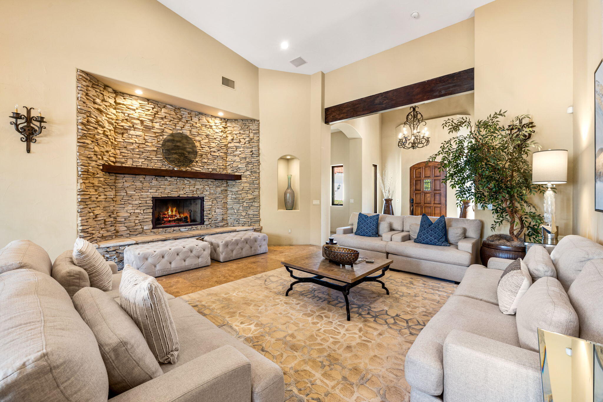 72033 Clancy Lane Rancho Mirage, CA 92270 - Photo 26 of 83 a living room with furniture and a fireplace