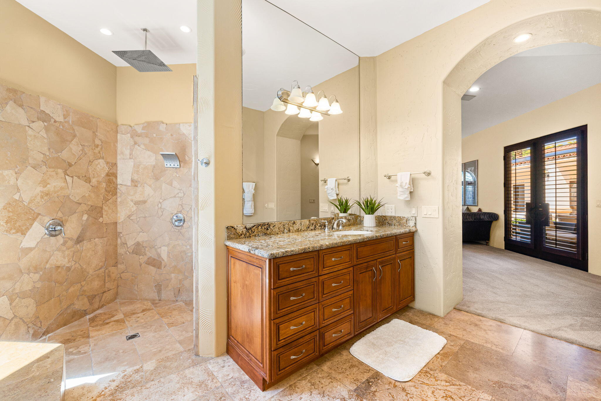 72033 Clancy Lane Rancho Mirage, CA 92270 - Photo 48 of 83 a bathroom with a double vanity sink mirror and shower