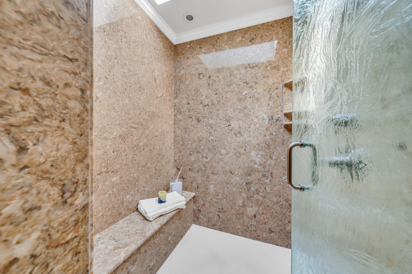 8 Los Altos Square Los Altos, CA 94022 - Photo 26 of 53 a bathroom with a granite countertop shower a sink and a toilet