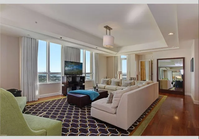 a view of a city with tall buildings