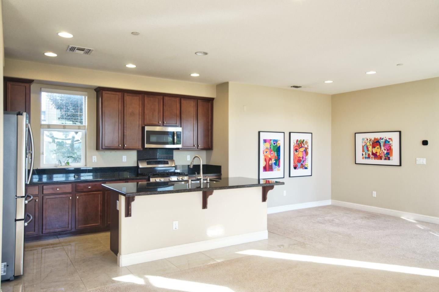1579 Canal Street Milpitas, CA 95035 - Photo 19 of 36 a kitchen with stainless steel appliances granite countertop a stove a sink a refrigerator and a microwave
