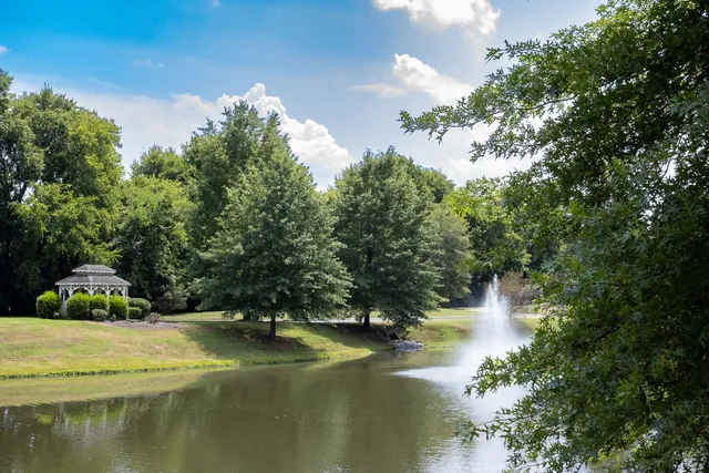a view of a lake with houses