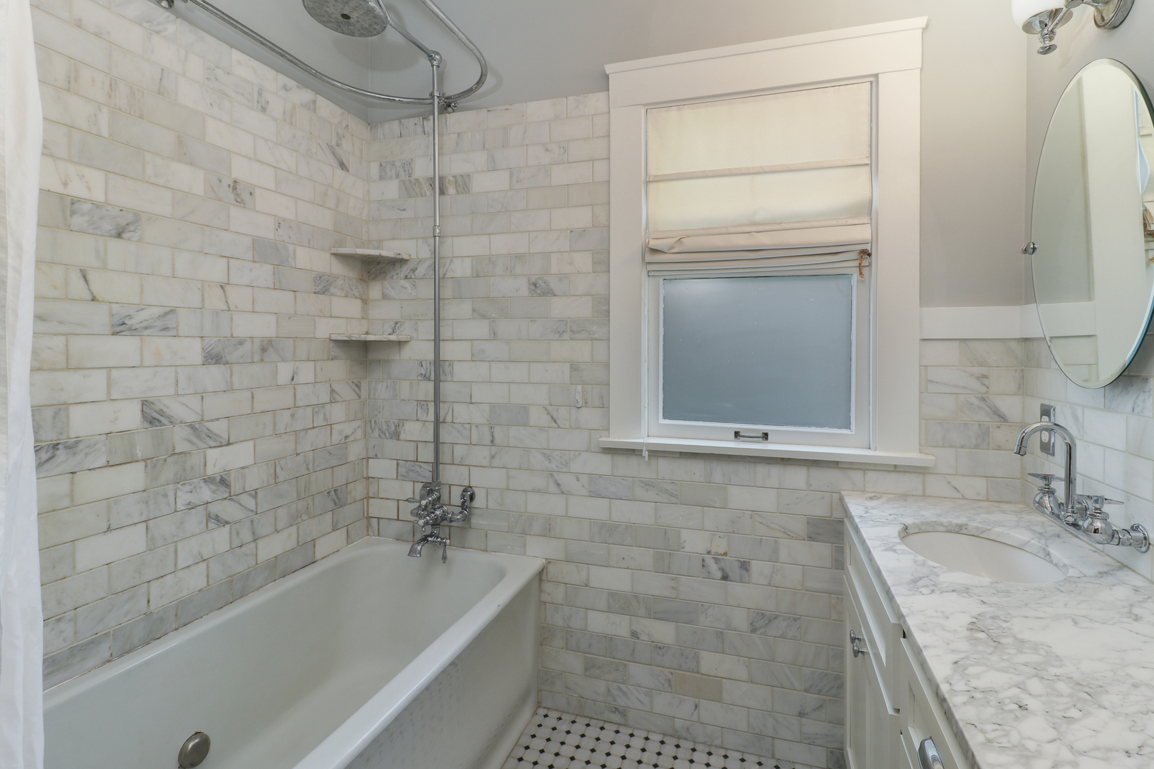 4 Clinton Place Normal, IL 61761 - Photo 17 of 38 a bathroom with a granite countertop sink a toilet and bathtub