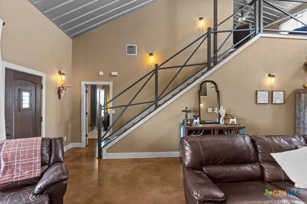 a living room with furniture