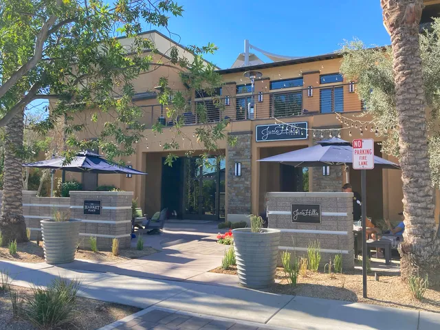 a view of a building with a fountain