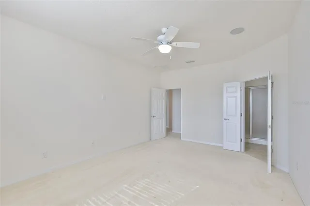 a view of a room with racks on the wall