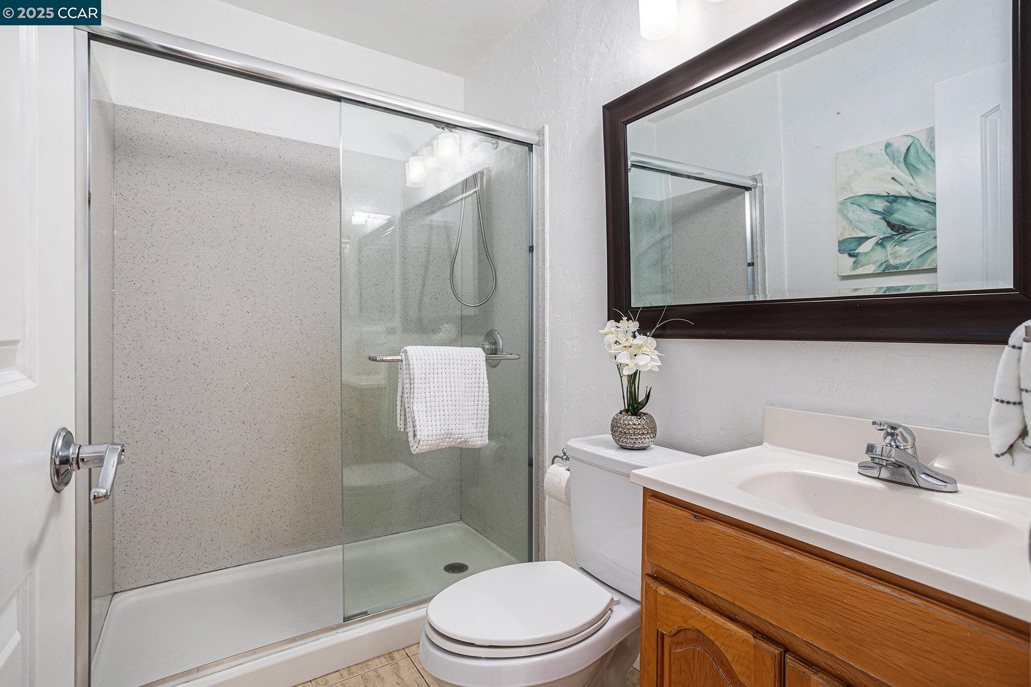 1395 Kenwal Road, Unit A Concord, CA 94521 - Photo 8 of 14 a bathroom with a sink a toilet and shower