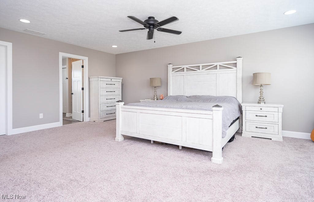 37328 Sandy Ridge Drive North Ridgeville, OH 44039 - Photo 22 of 39 Bedroom with light carpet, recessed lighting, and a ceiling fan