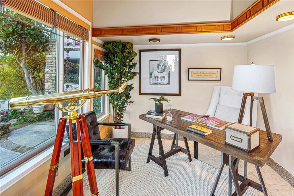 15098 Rayneta Drive Sherman Oaks, CA 91403 - Photo 35 of 43 a view of work space with furniture and wooden floor