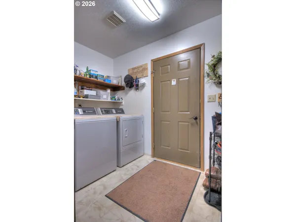 a view of a storage room with furniture