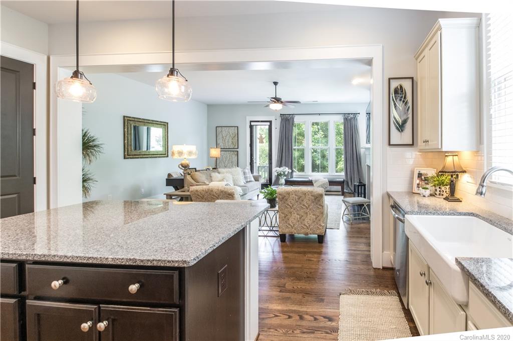 440 Hollyhock Lane Fort Mill, SC 29708 - Photo 5 of 28 a large kitchen with a counter space a sink and living room view