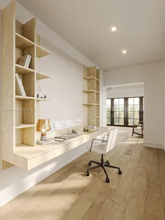 a view of a room with gym equipment and view of living room