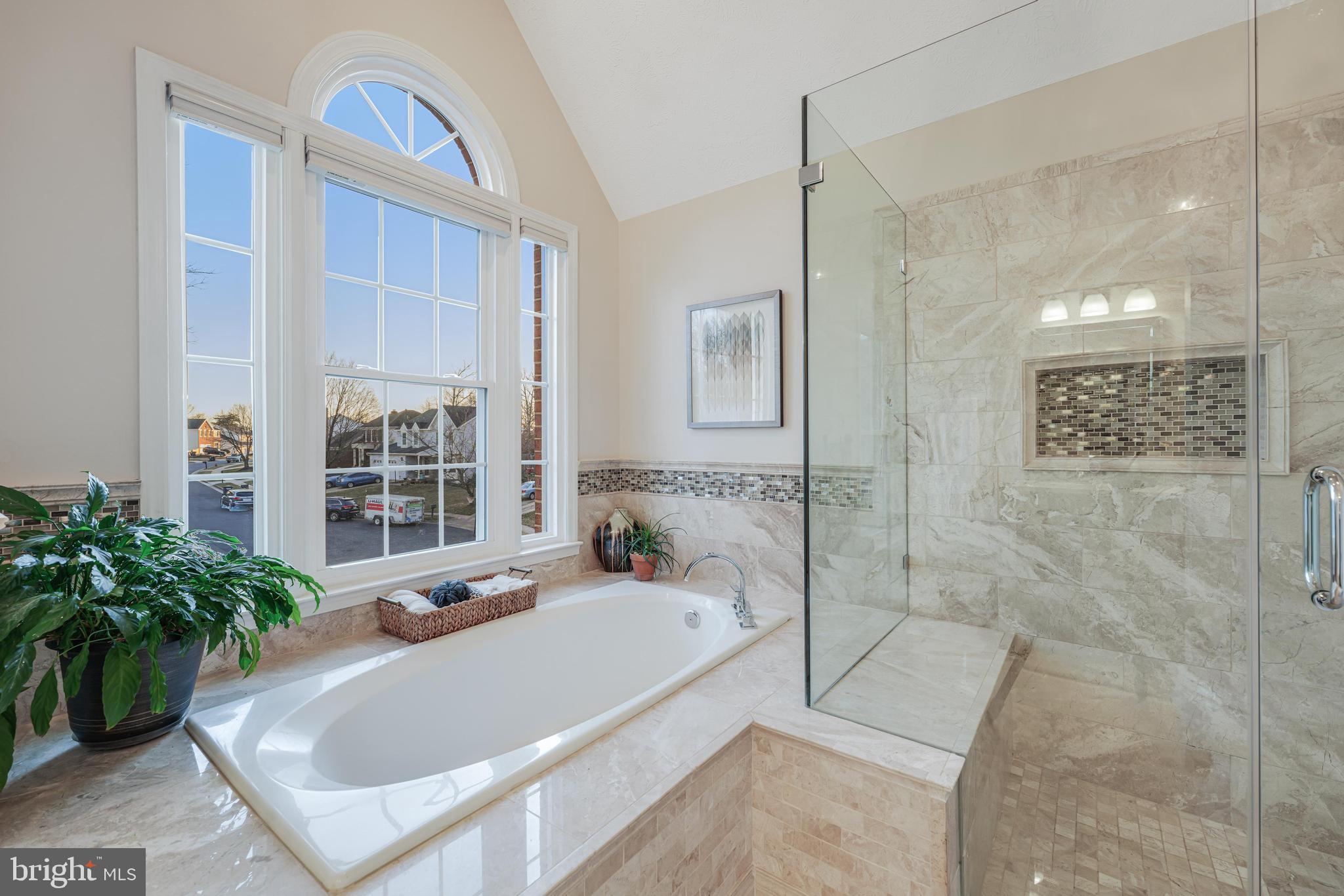6900 Confederate Ridge Lane Centreville, VA 20121 - Photo 39 of 69 a bathroom with a tub a potted plant and a large window