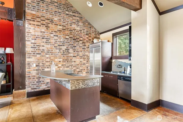 a view of kitchen with stove