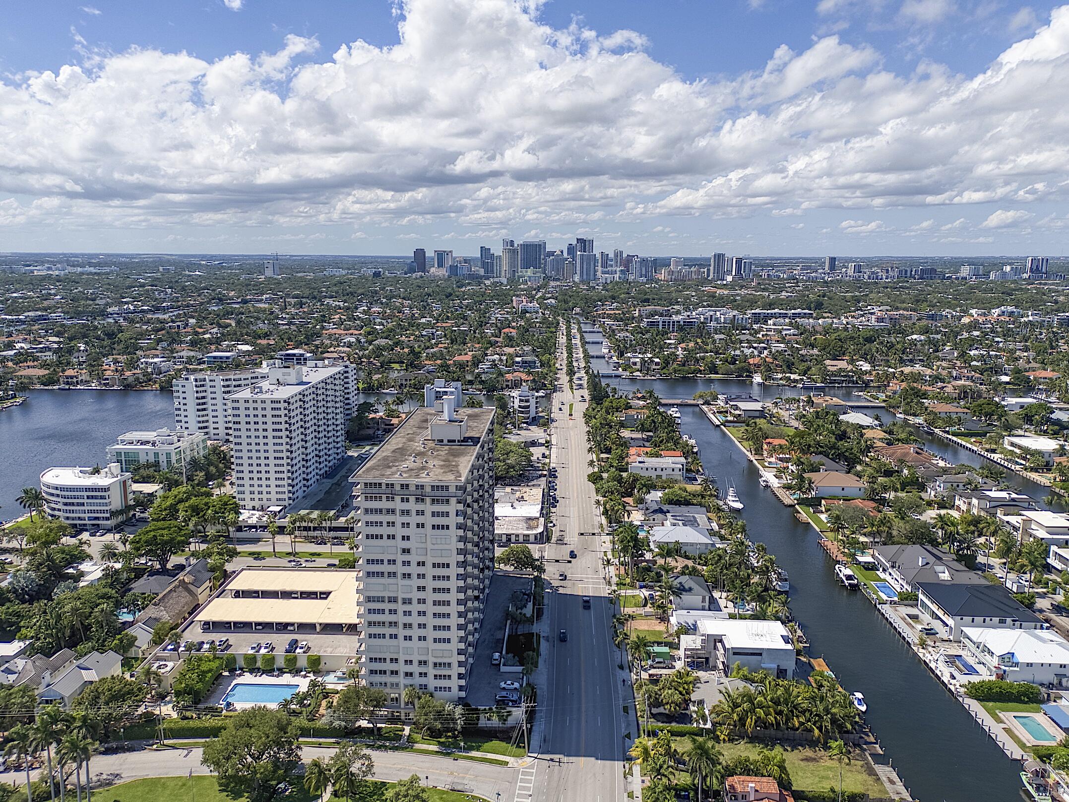 2500 East Las Olas Boulevard, Unit 802 Fort Lauderdale, FL 33301 - Photo 63 of 67 an aerial view of a city with lots of residential buildings ocean and mountain view in back