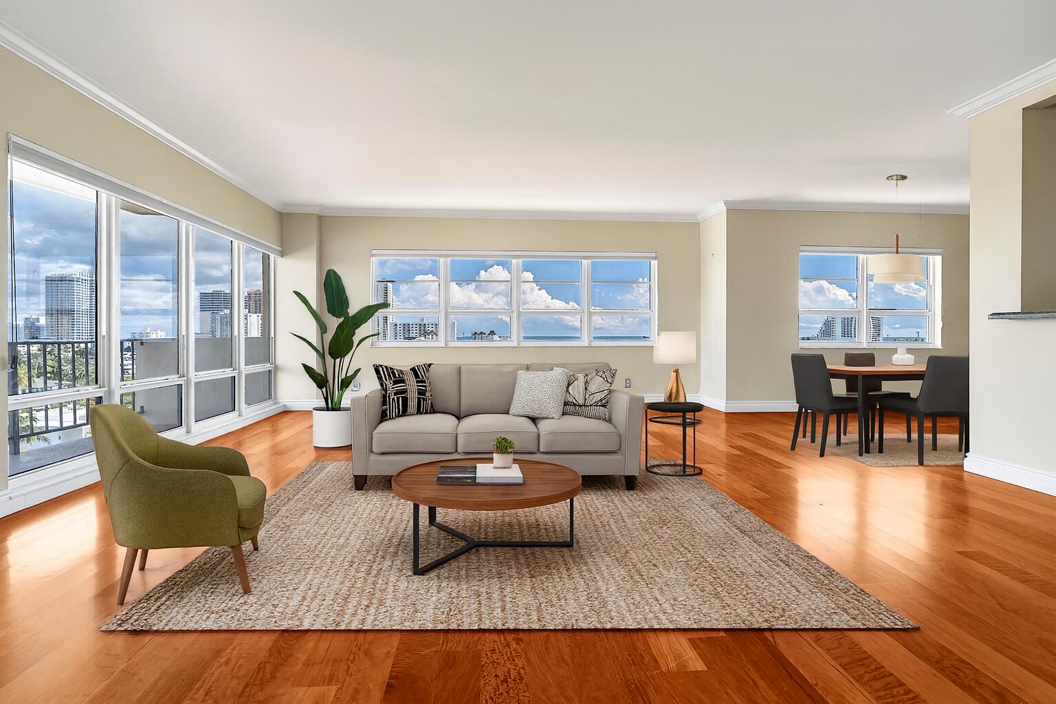 2500 East Las Olas Boulevard, Unit 802 Fort Lauderdale, FL 33301 - Photo 10 of 67 a living room with furniture and a large window