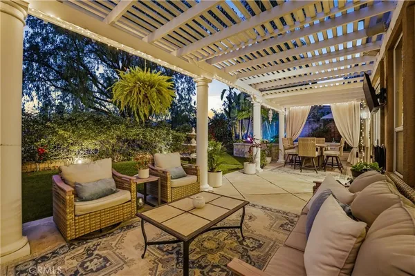 a outdoor living space with furniture