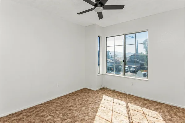 a view of a room with a window