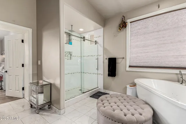 a view of a patio with couches chairs potted plants and a palm tree