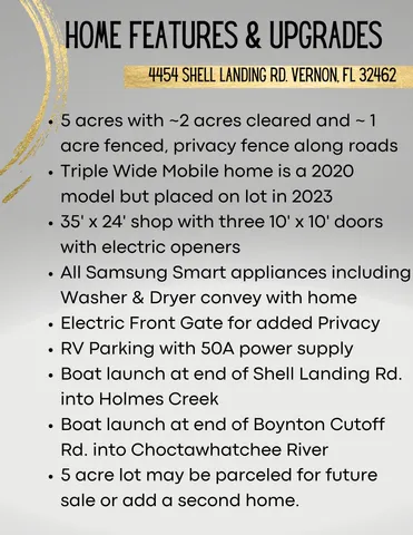 $320,000 | 4454 Shell Landing Road, Vernon, FL 32462