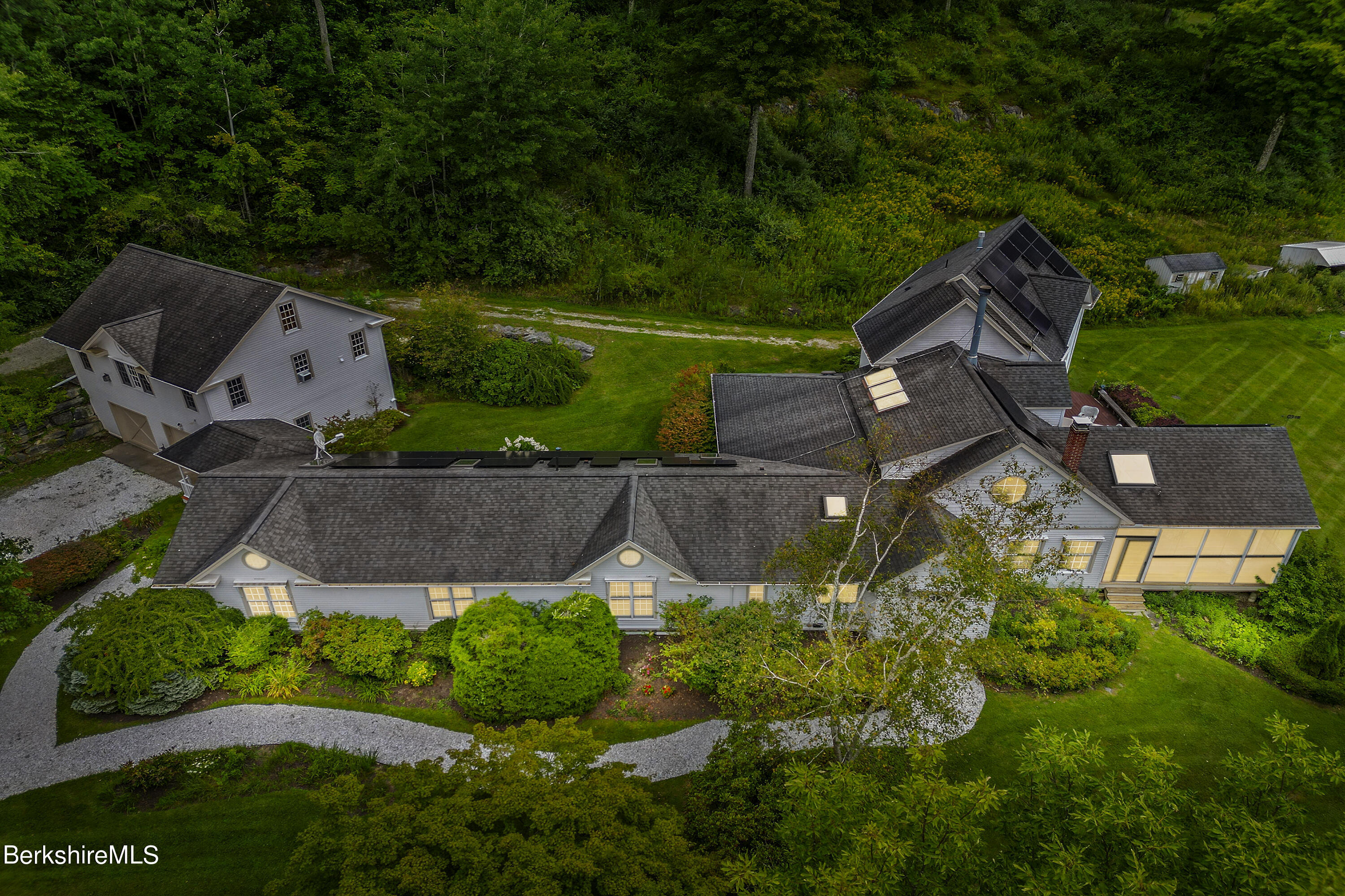 248 E Road Alford, MA 01266 - Photo 3 of 43 an aerial view of a house with garden space and street view