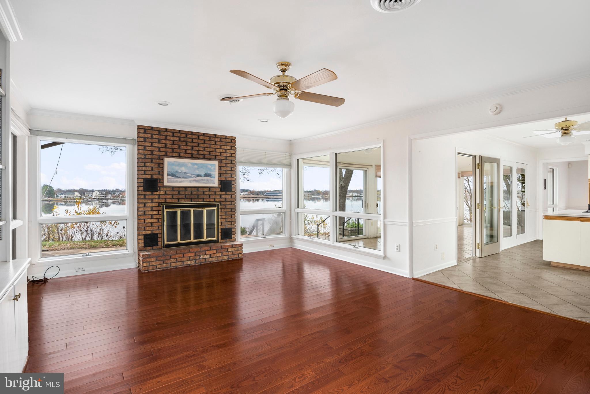 Living Room with wood burning fire place