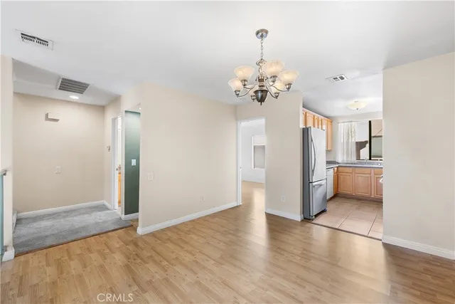 a view of a livingroom with a chandelier