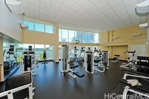 a view of a room with gym equipment