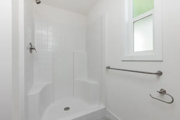 a bathroom with a shower